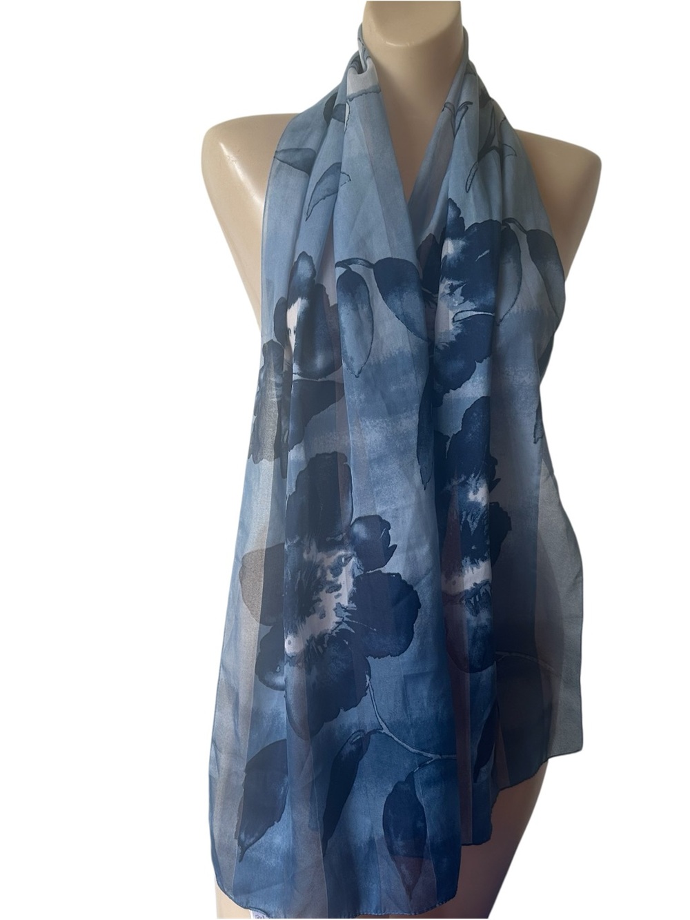 Symphony Scarf Sheer Blue Floral Print Career Italy Old Money Cottagecore